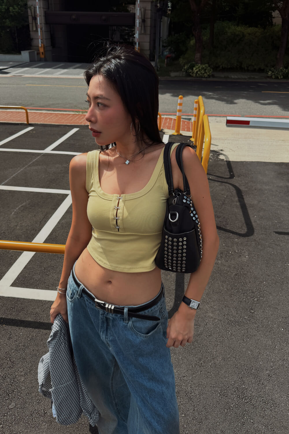 半開襟排扣背心