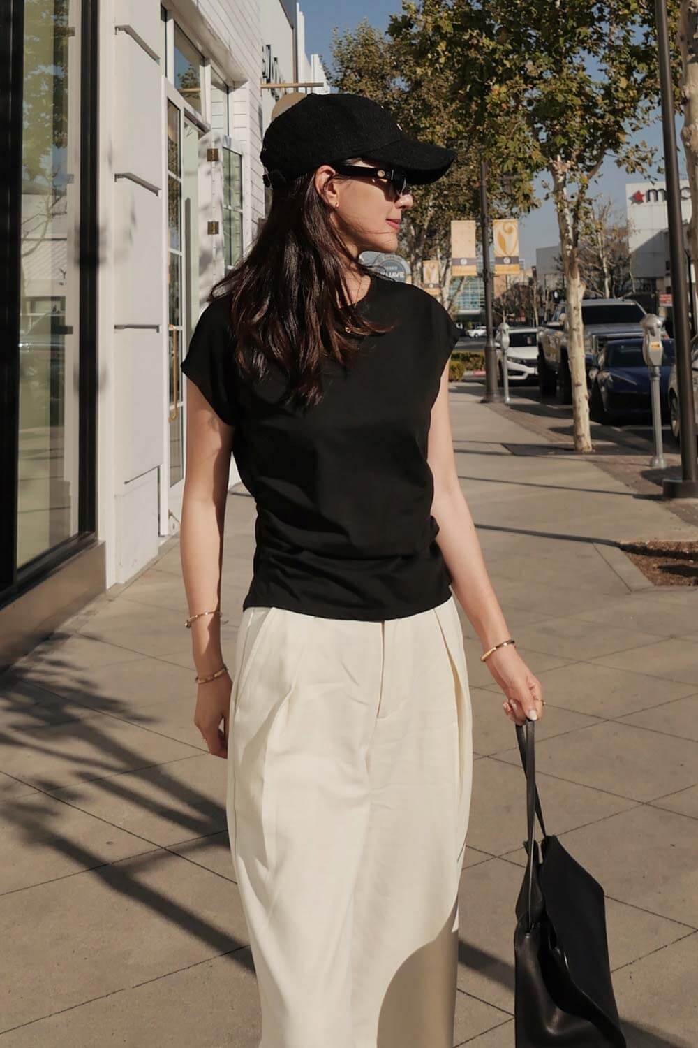 連袖抽皺涼感上衣