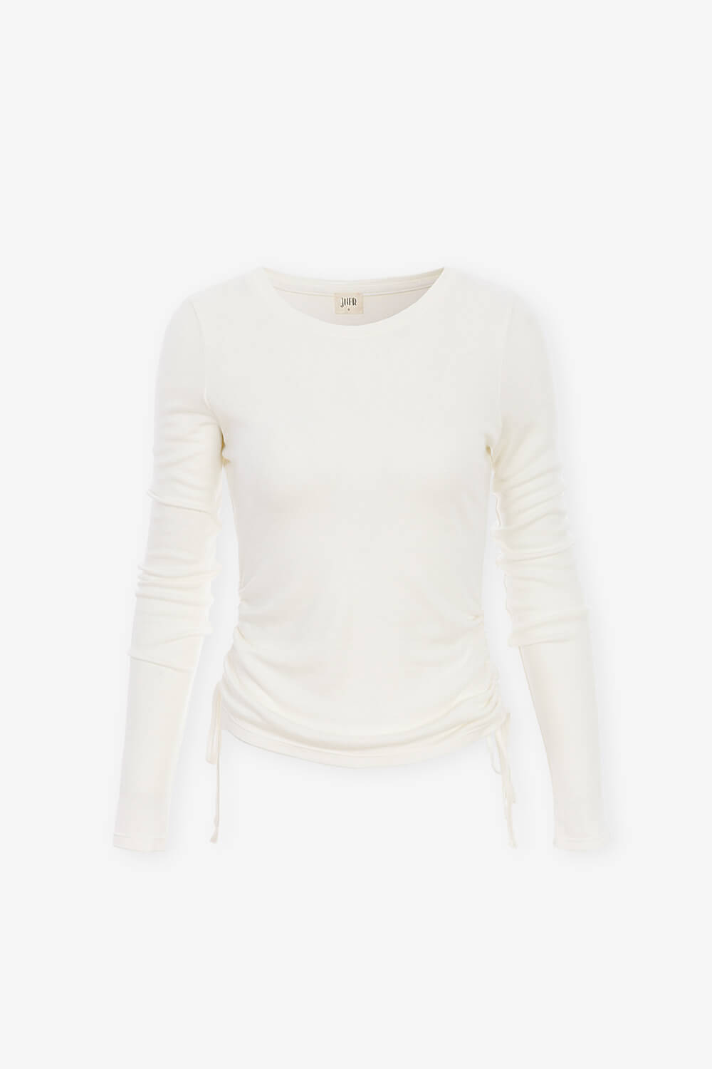 側抽皺圓領上衣