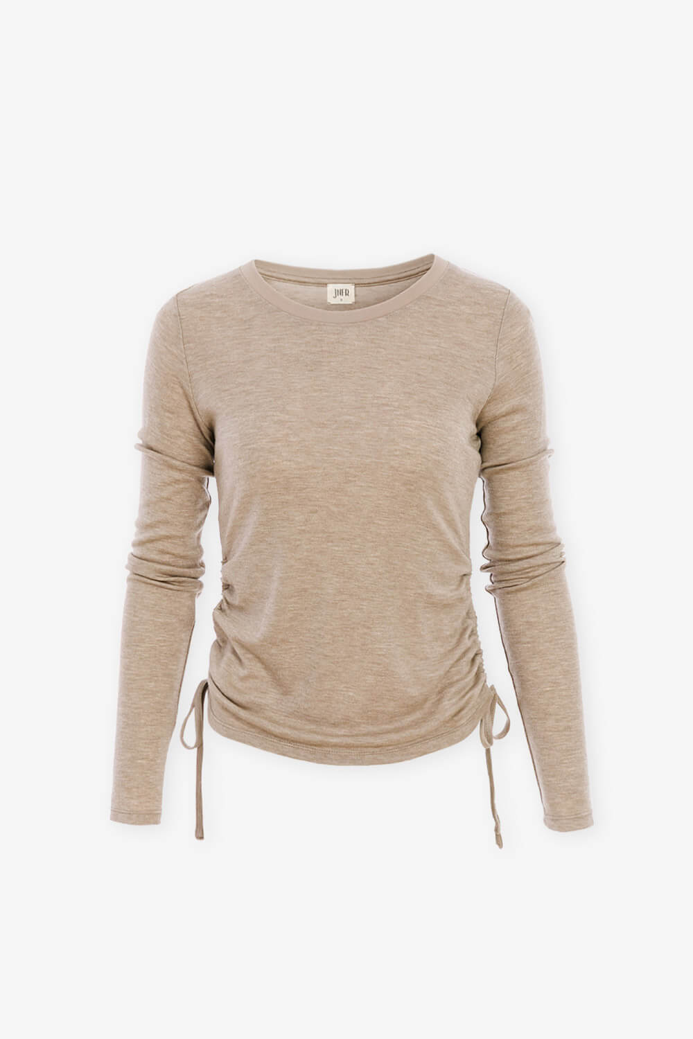 側抽皺圓領上衣