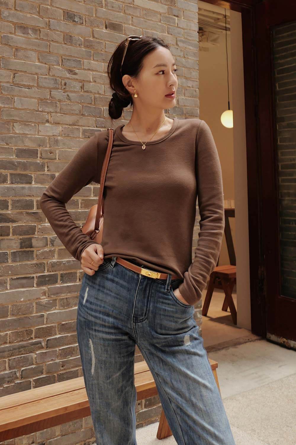 圓領雙面絨上衣