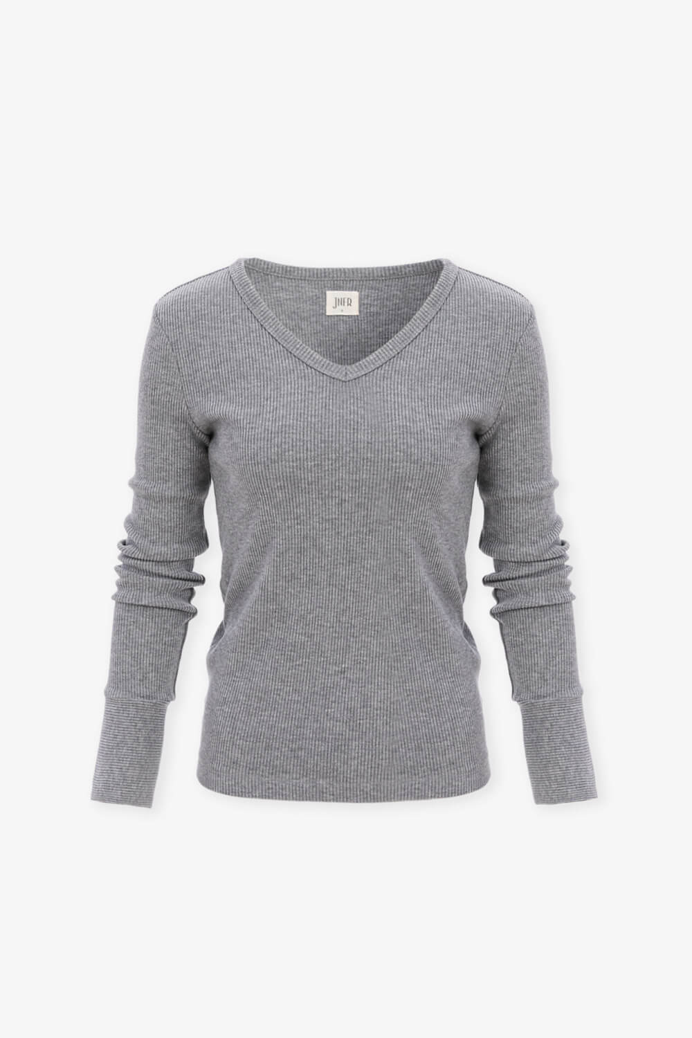 V領彈性袖開衩上衣