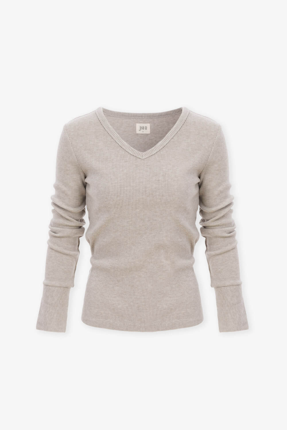 V領彈性袖開衩上衣