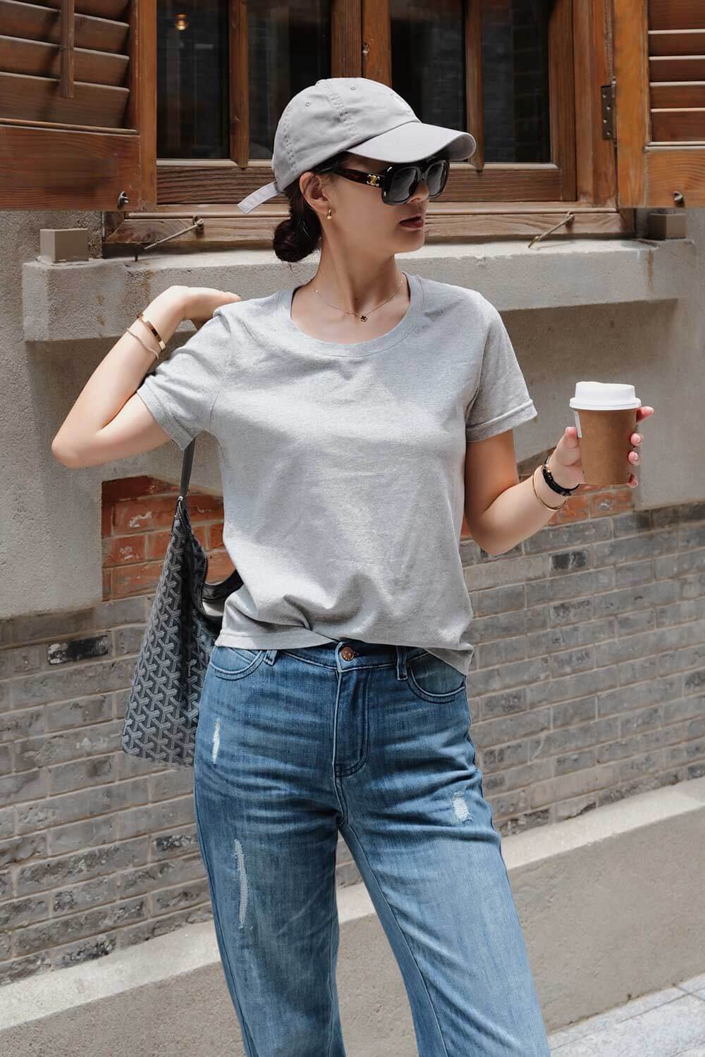 品牌刺繡圓領T恤