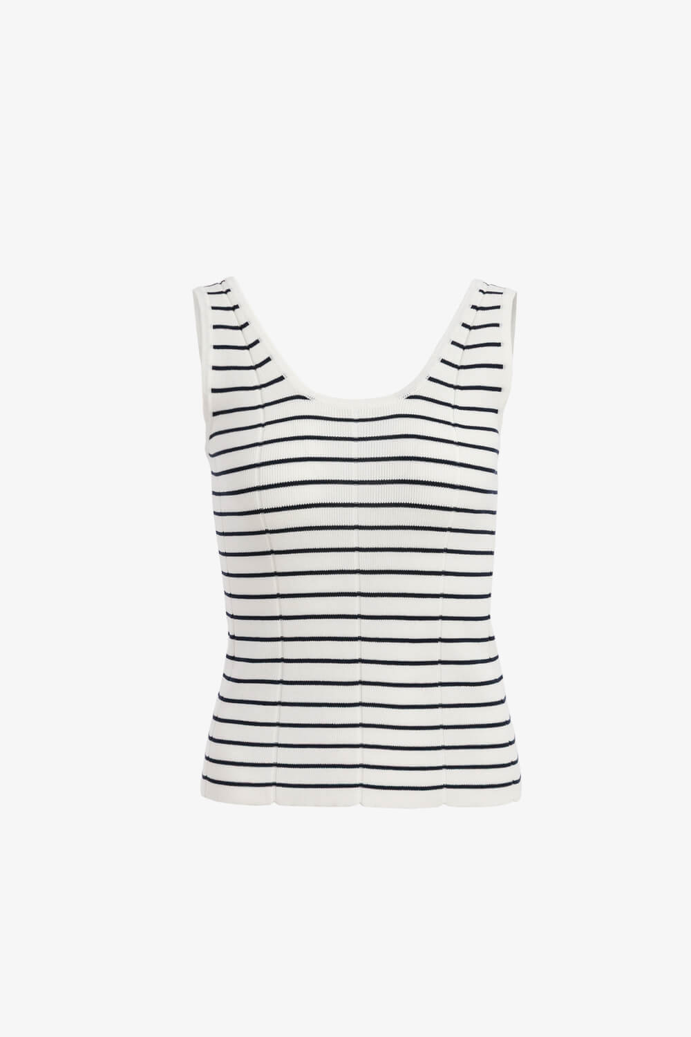 U領條紋針織背心