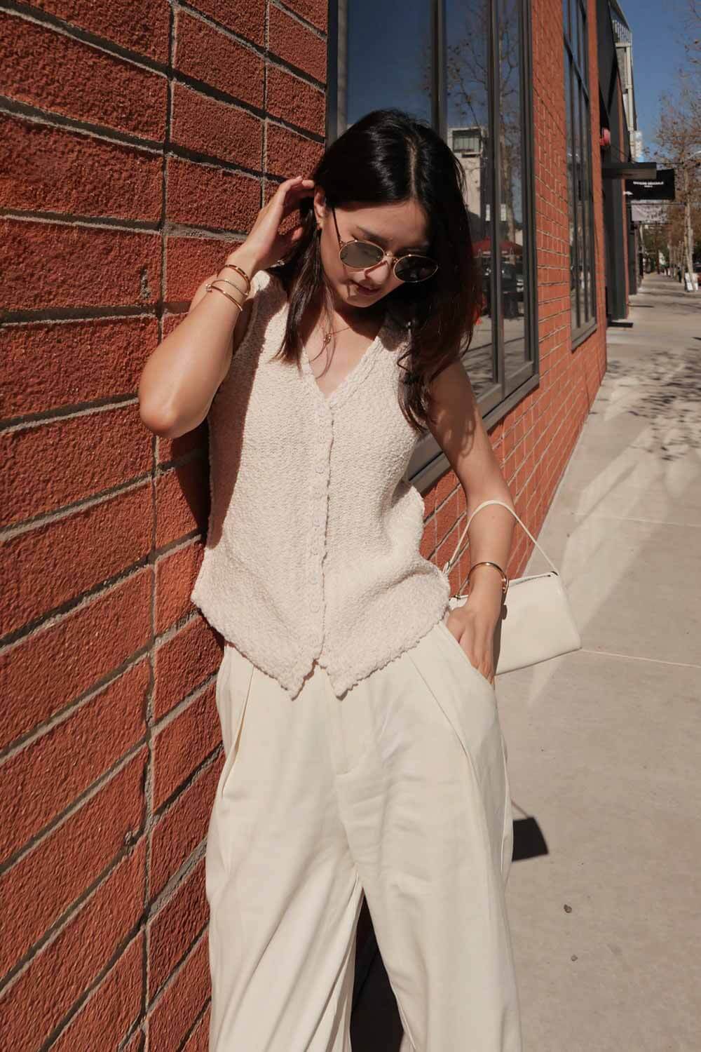 裝飾門襟粗針背心