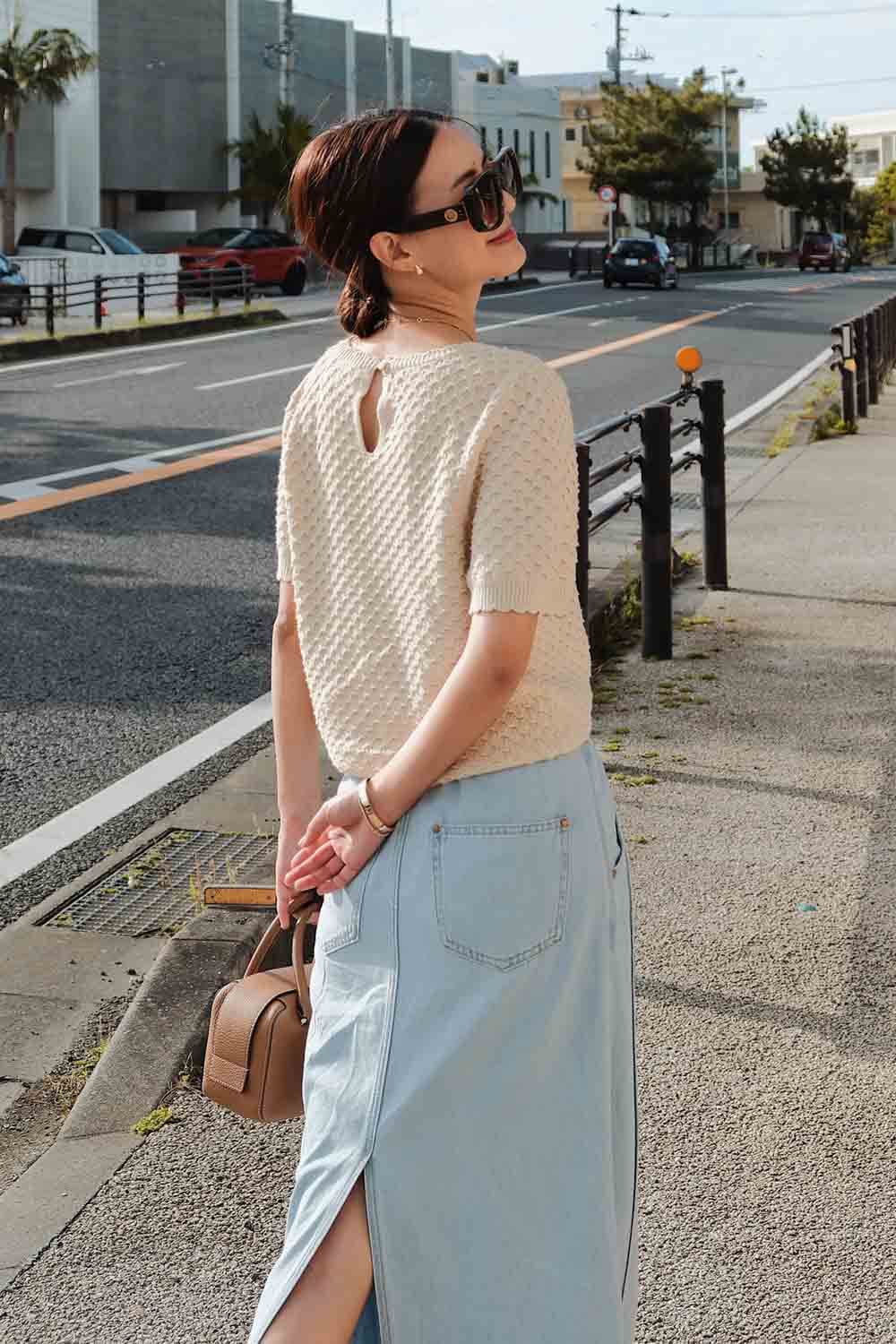 花邊針織短袖上衣