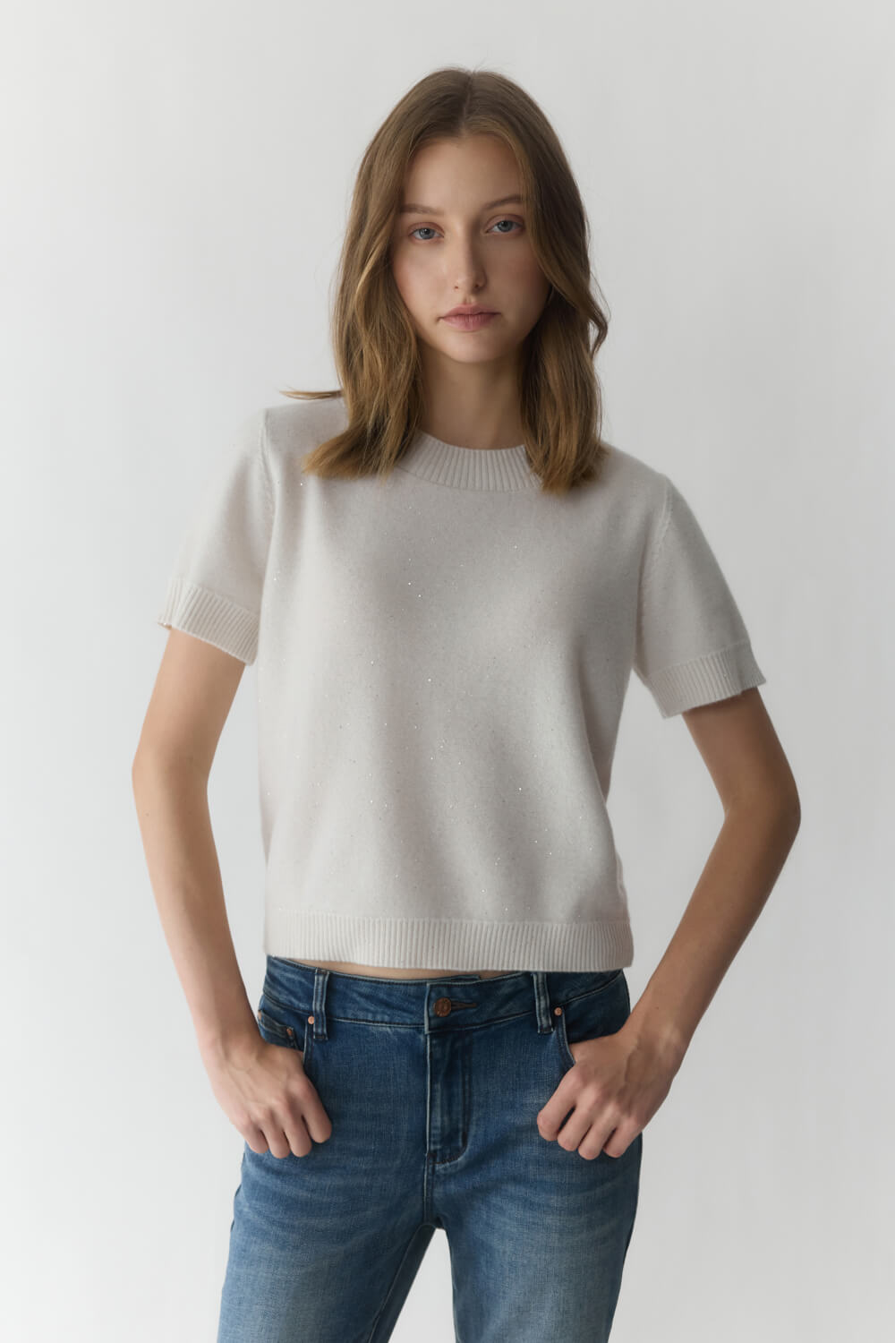 Cashmere 珠片針織短袖