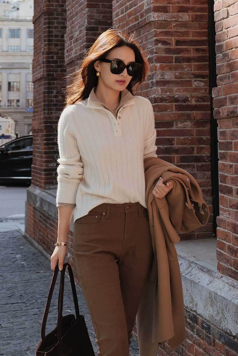 假兩件雙色羊毛衫