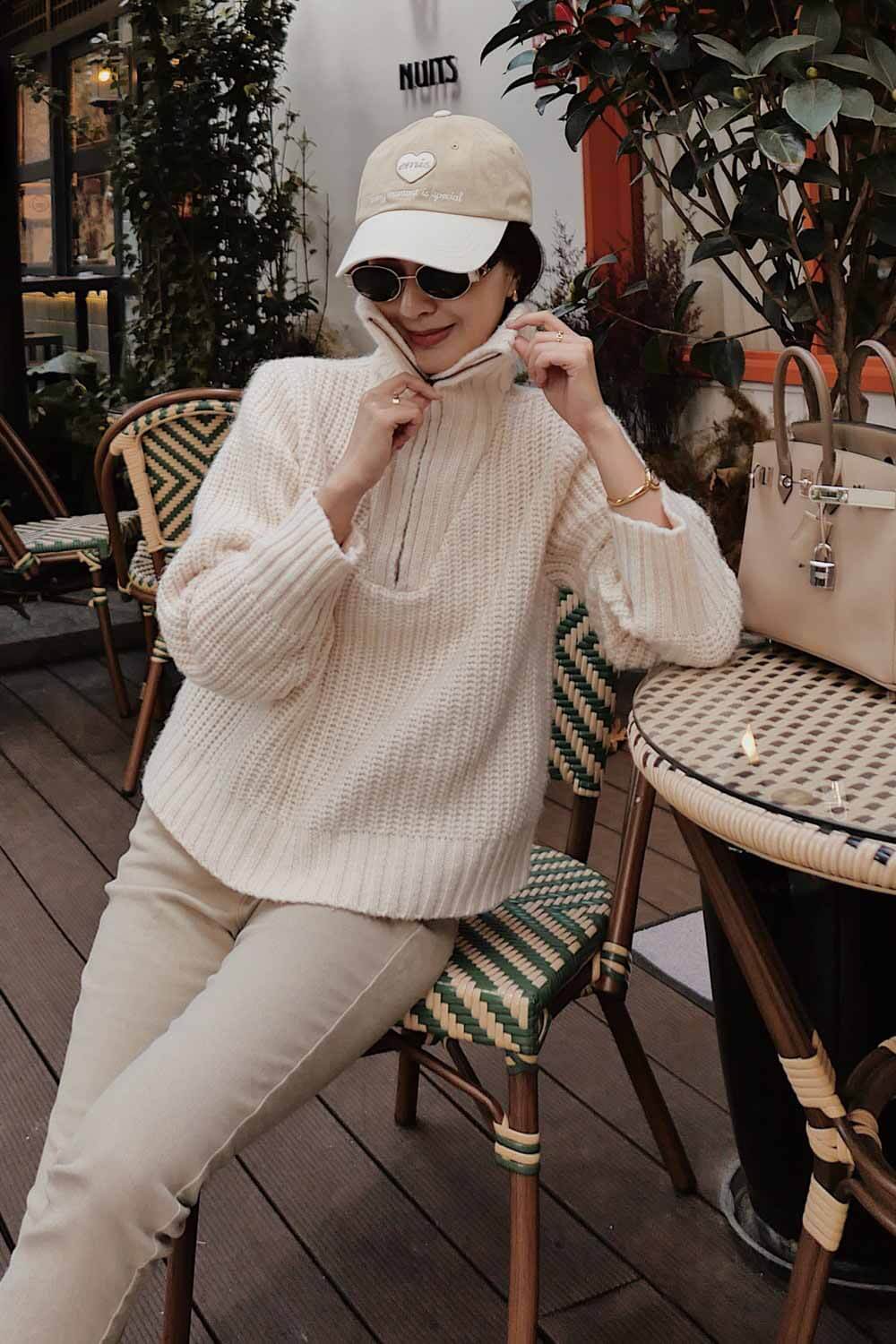 針織翻領愛心上衣