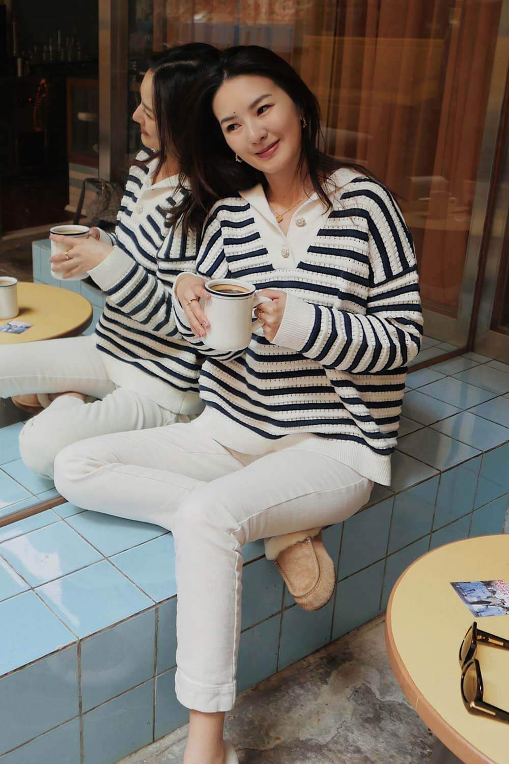 條紋立體針織上衣