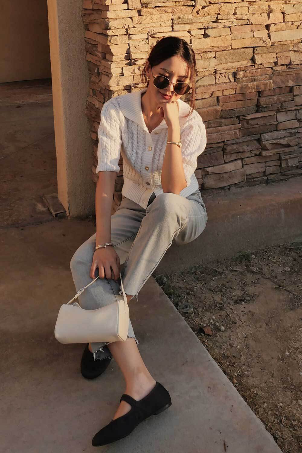 麻花澎袖開襟衫