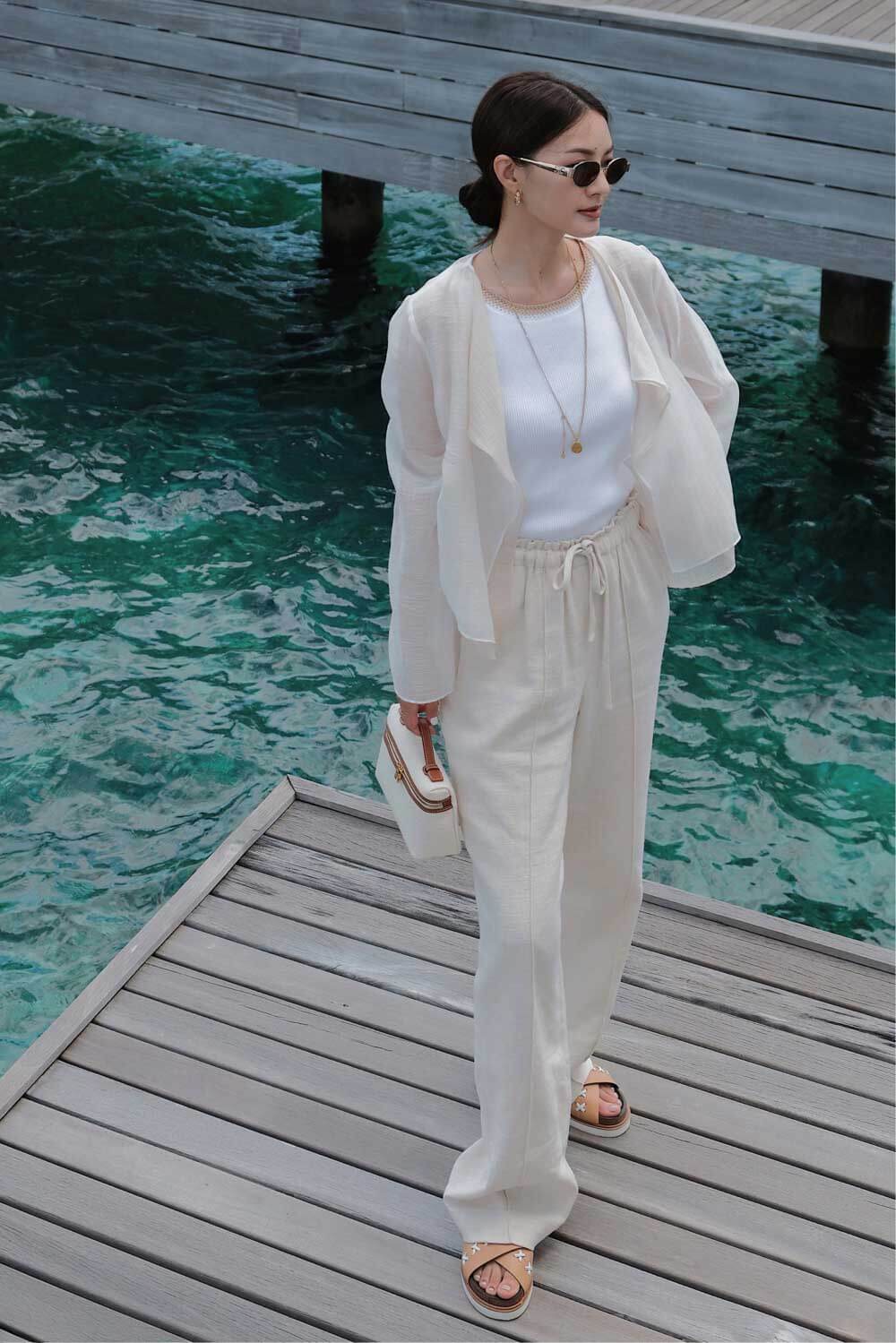 荷葉鬆緊腰頭長褲