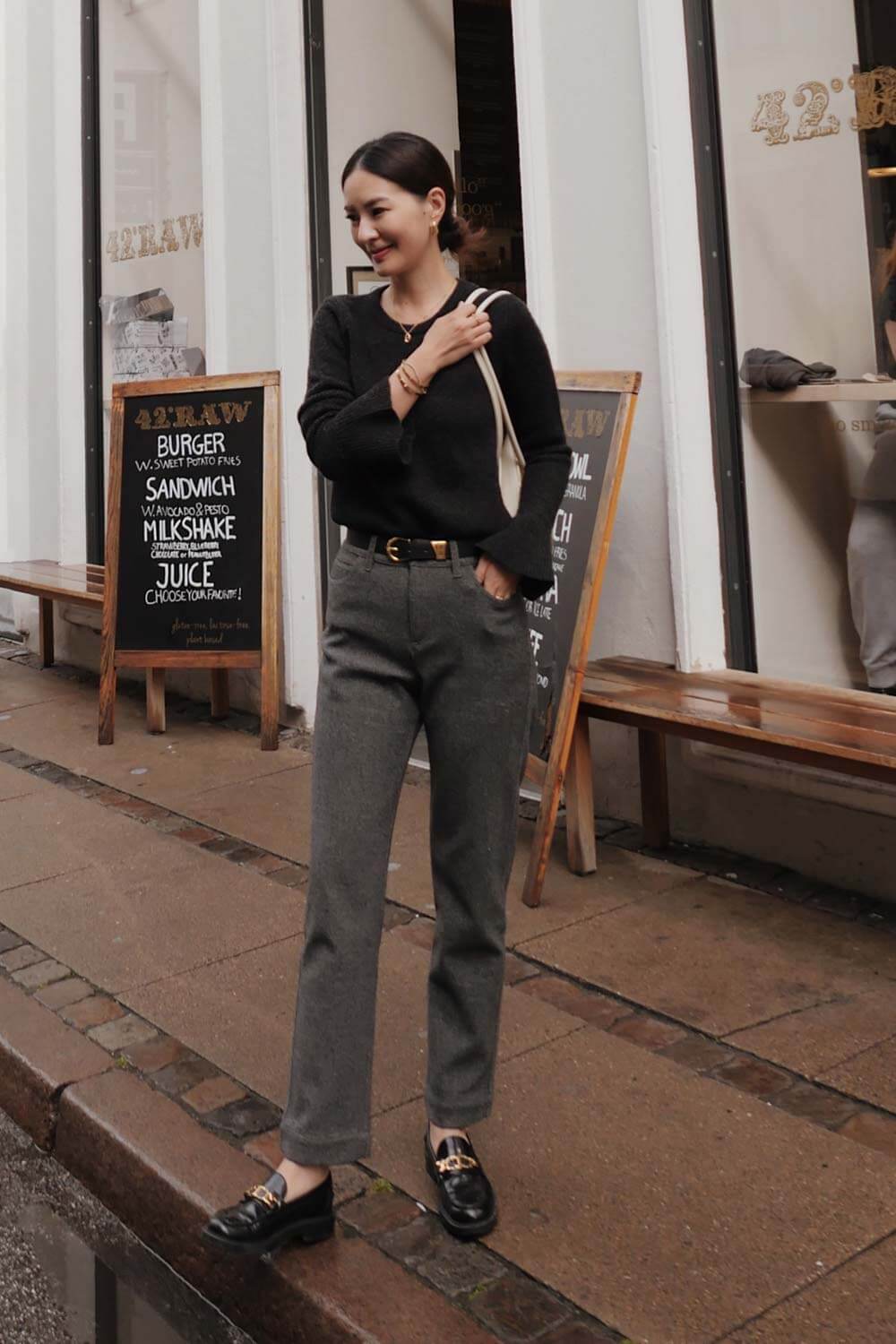 彈性窄管休閒褲