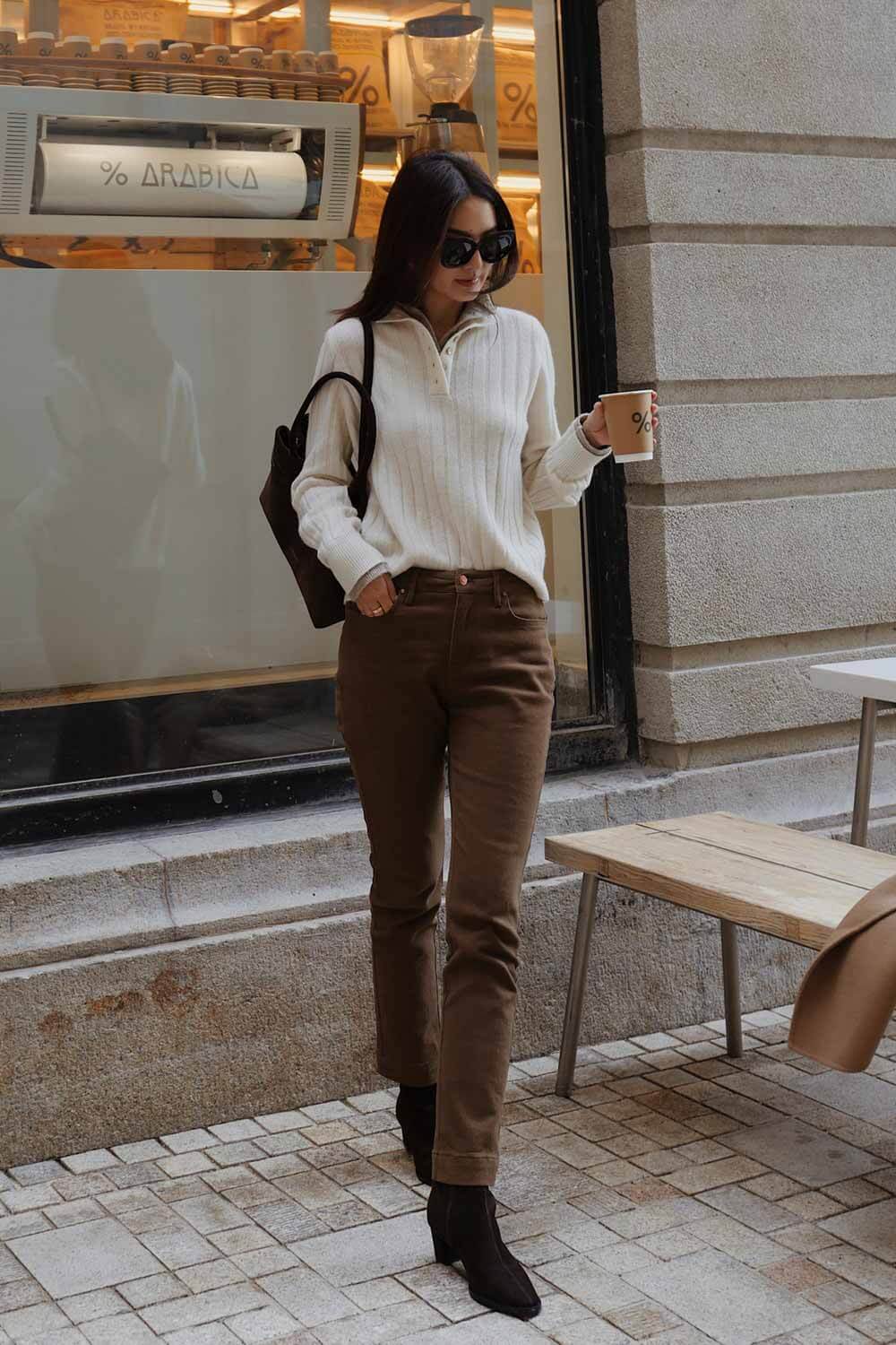 內刷毛窄管休閒褲