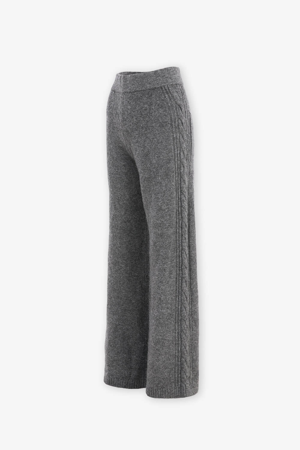 側麻花針織喇叭褲