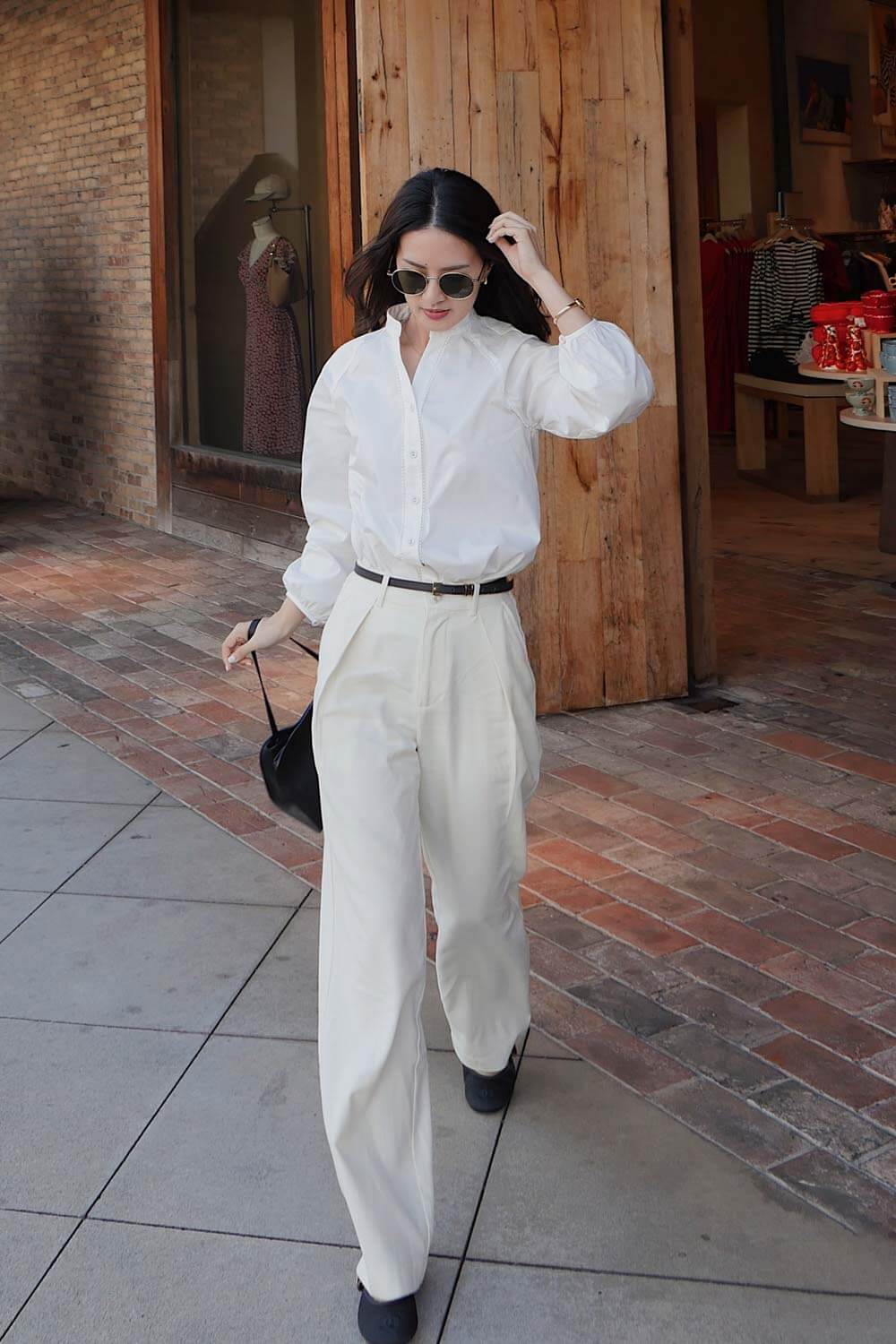 天絲棉打摺直筒長褲