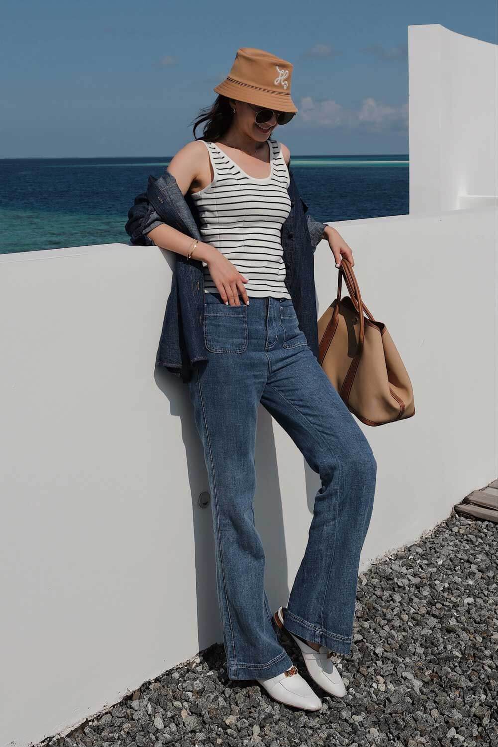 棉麻水洗牛仔褲