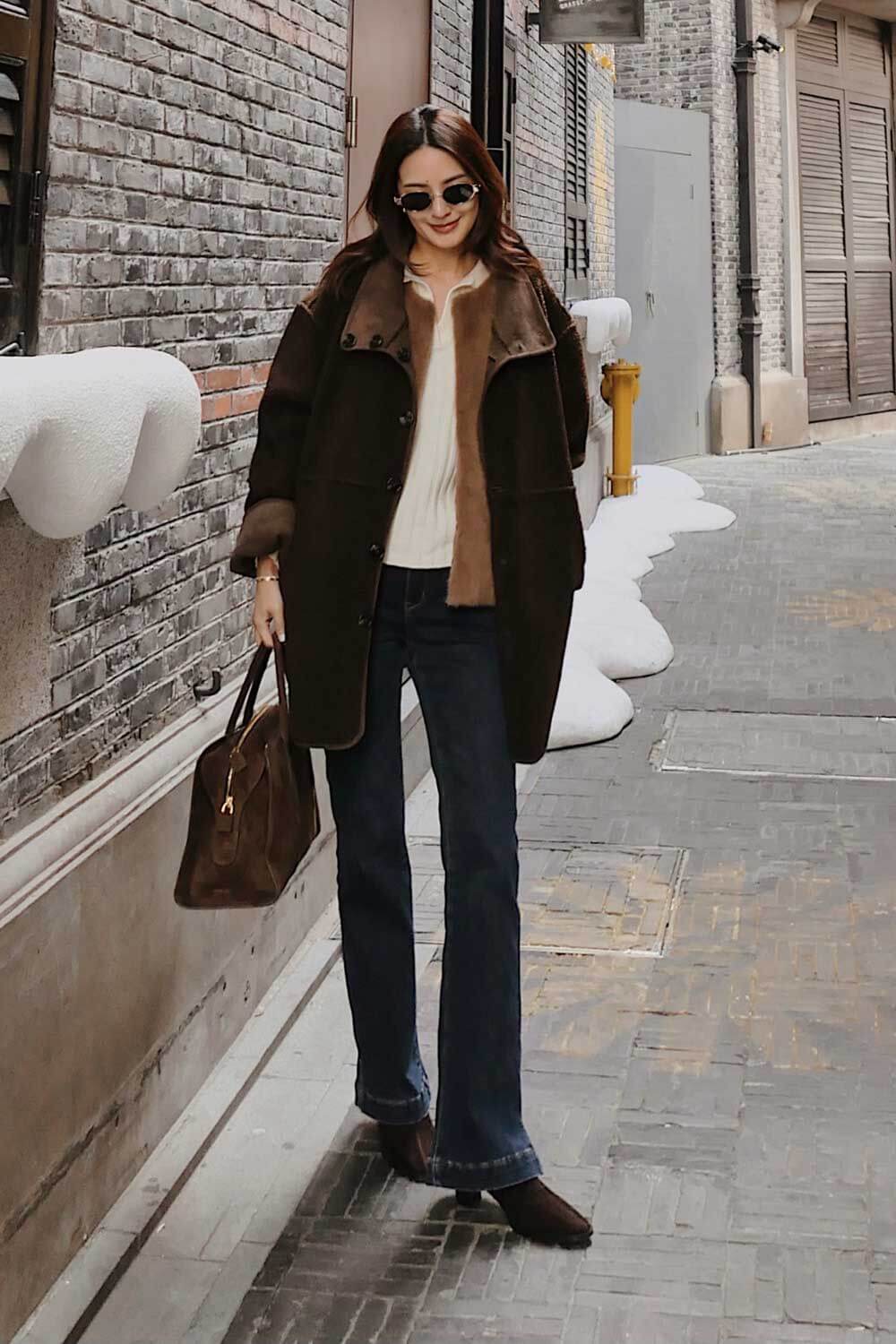 內刷毛喇叭牛仔褲