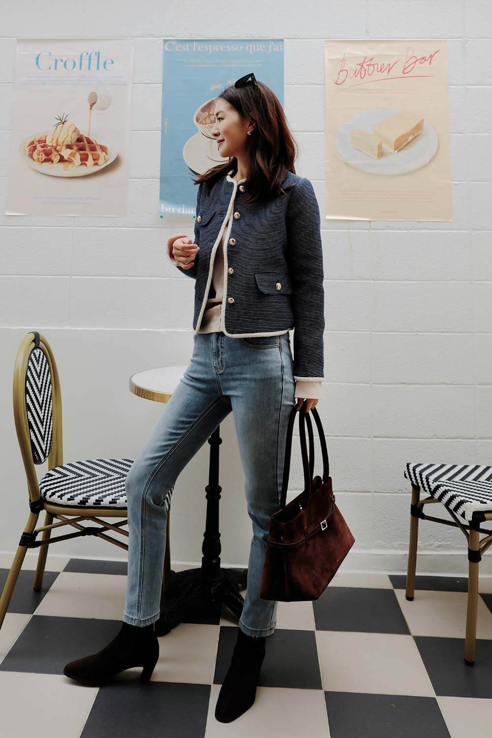 水洗彈性窄管牛仔褲