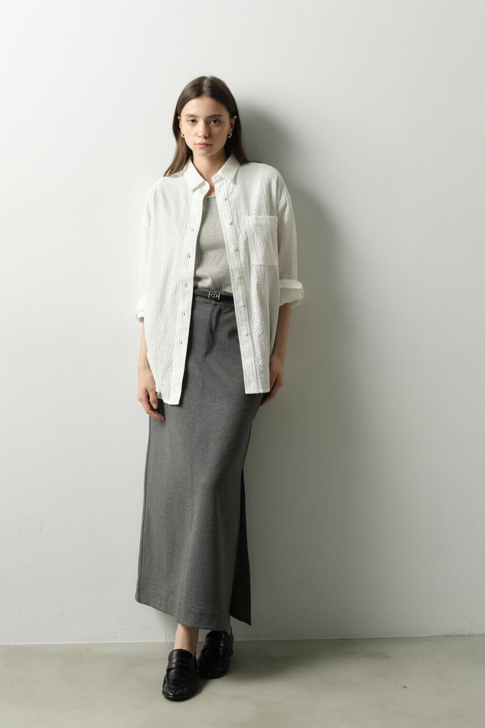 側開衩磨毛休閒裙