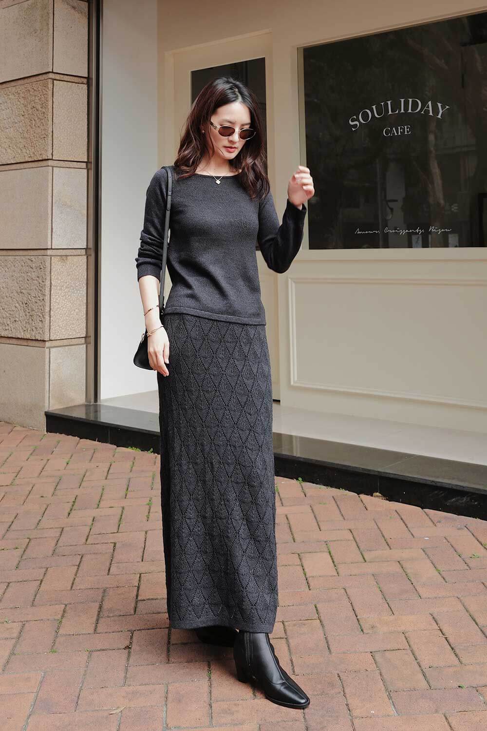 針織鏤空長裙