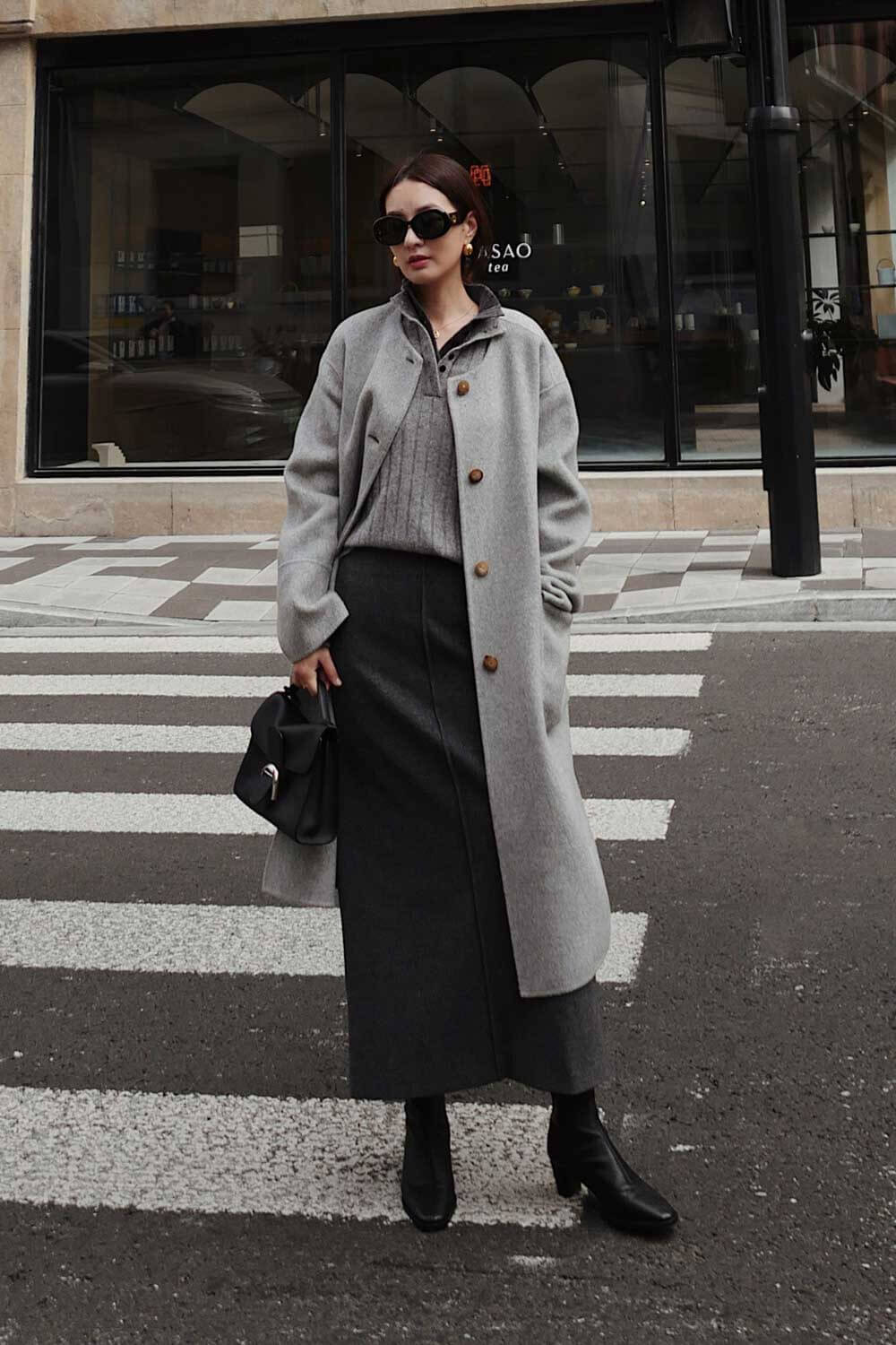 羊絨混紡連帽可拆式大衣