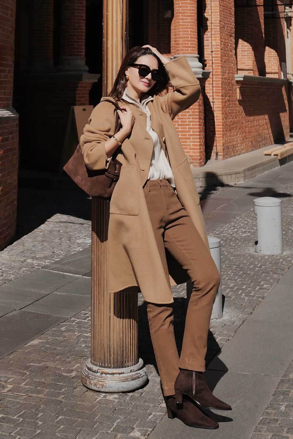 羊絨混紡連帽可拆式大衣