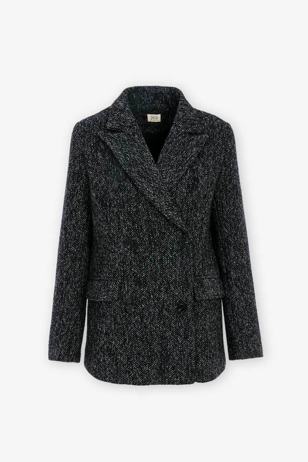 毛呢雙排扣西裝外套