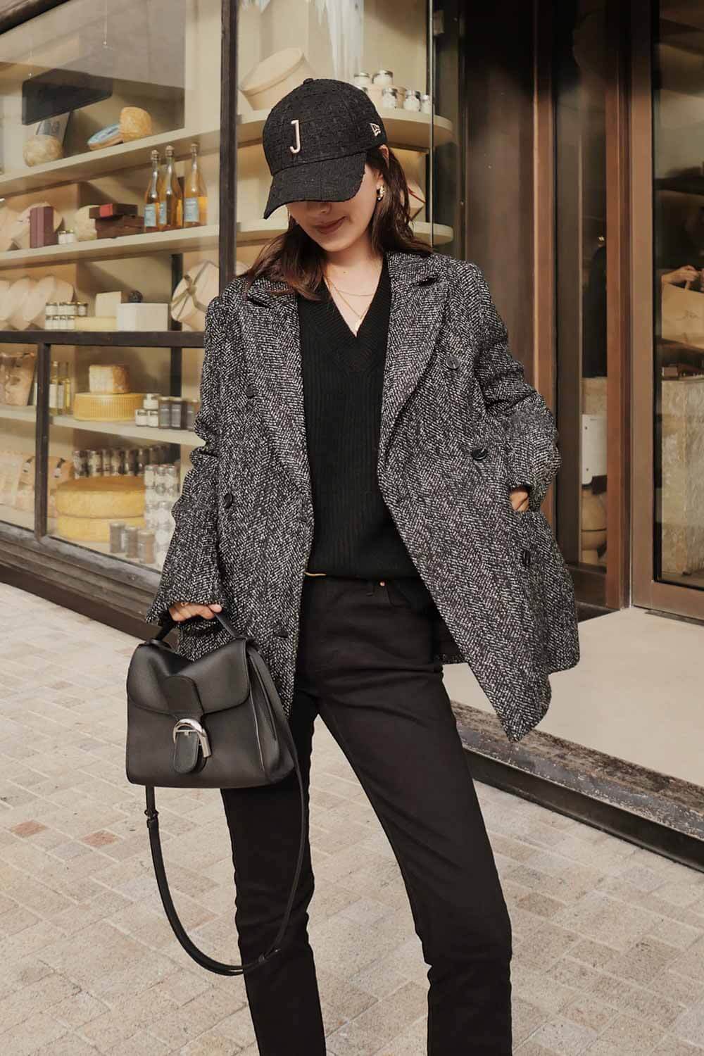 毛呢雙排扣西裝外套