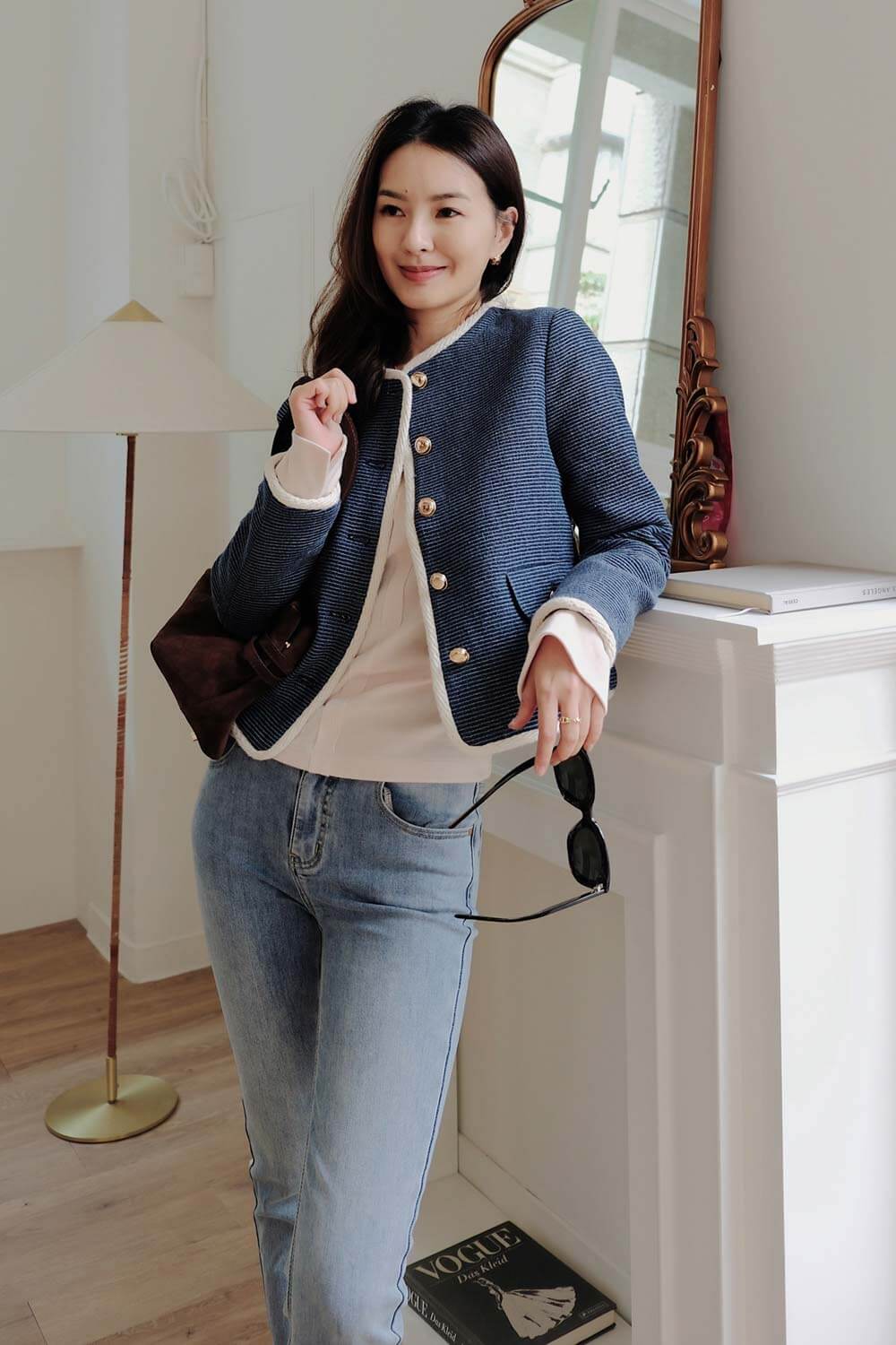 圓領花邊金釦外套