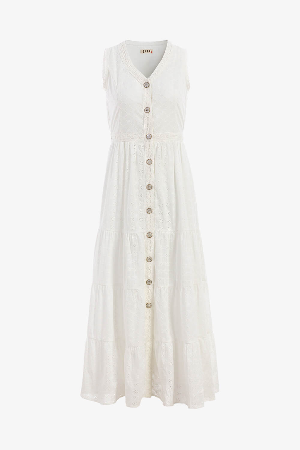 蕾絲繡花拼接長洋裝