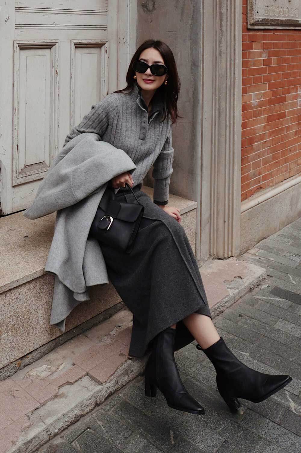 羊皮側拉鍊皮靴