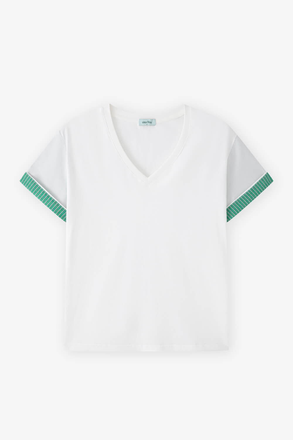 反折拼接V領T恤