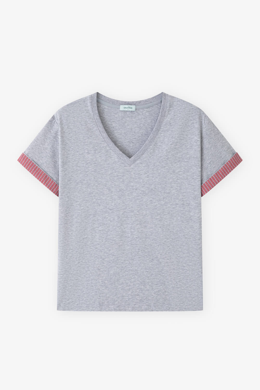 反折拼接V領T恤