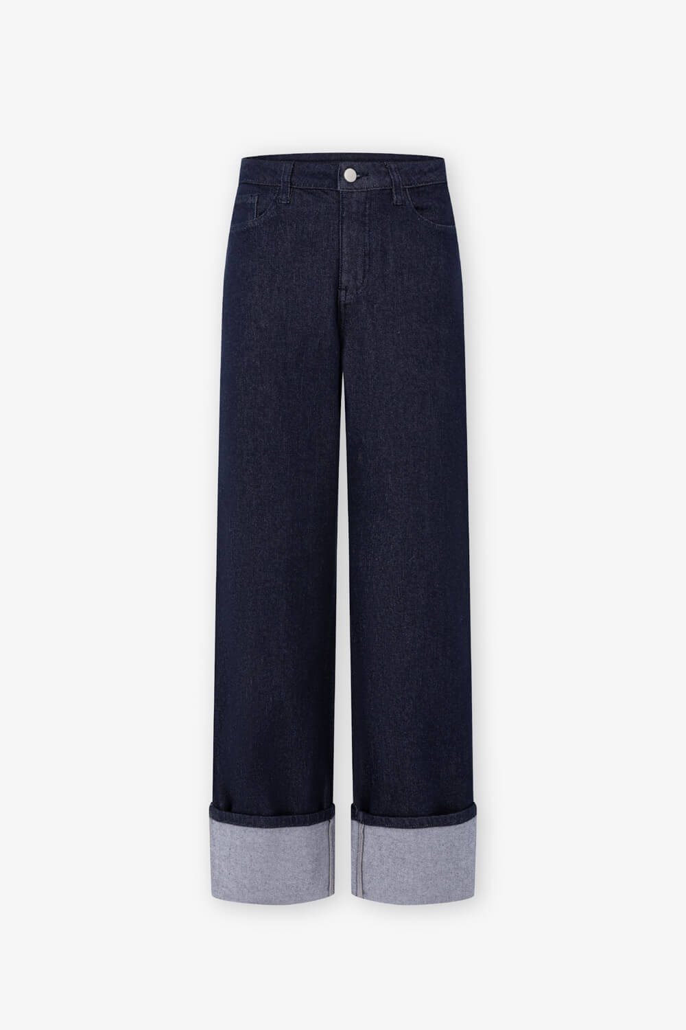 經典反摺牛仔長褲