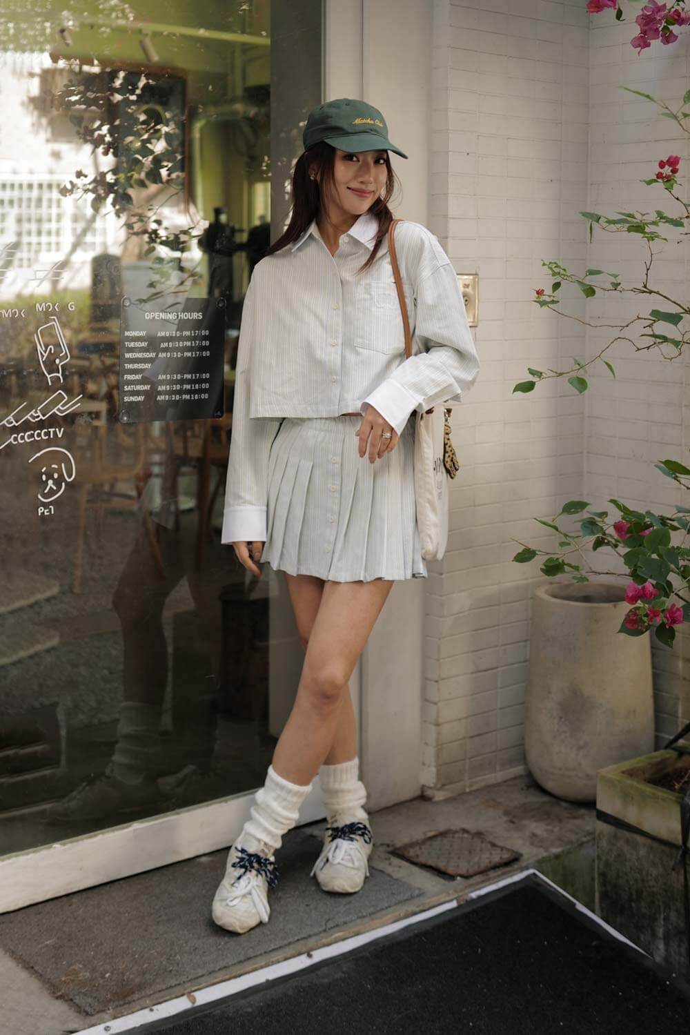 牛津條紋百褶褲裙