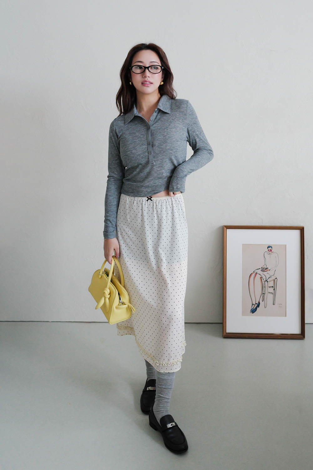 法式波點長裙