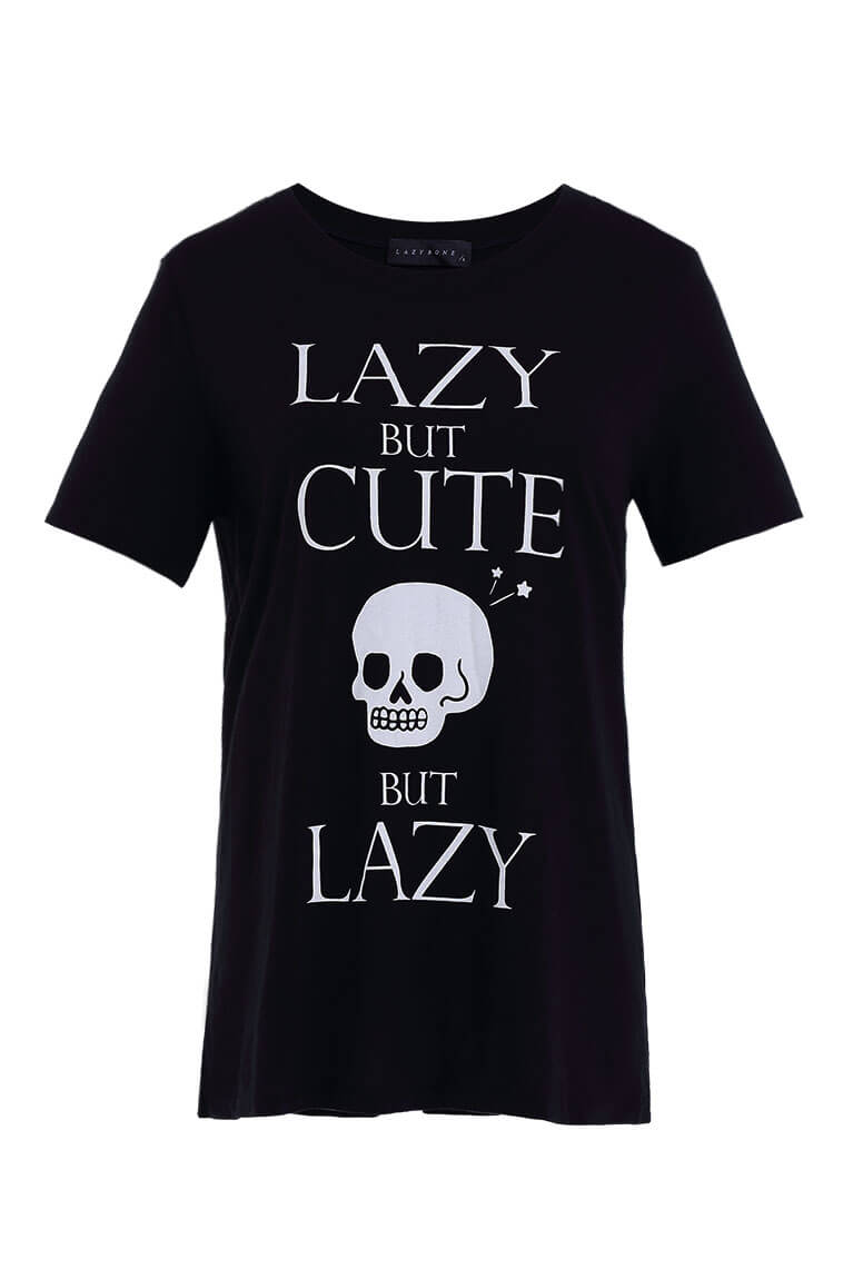 Lazy but cute印花T恤