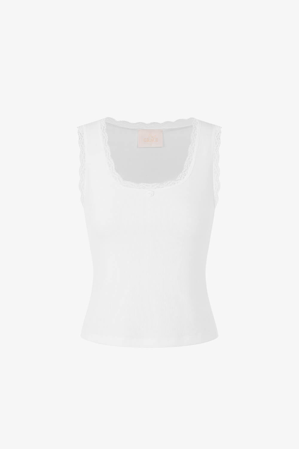 蕾絲剪接坑條背心