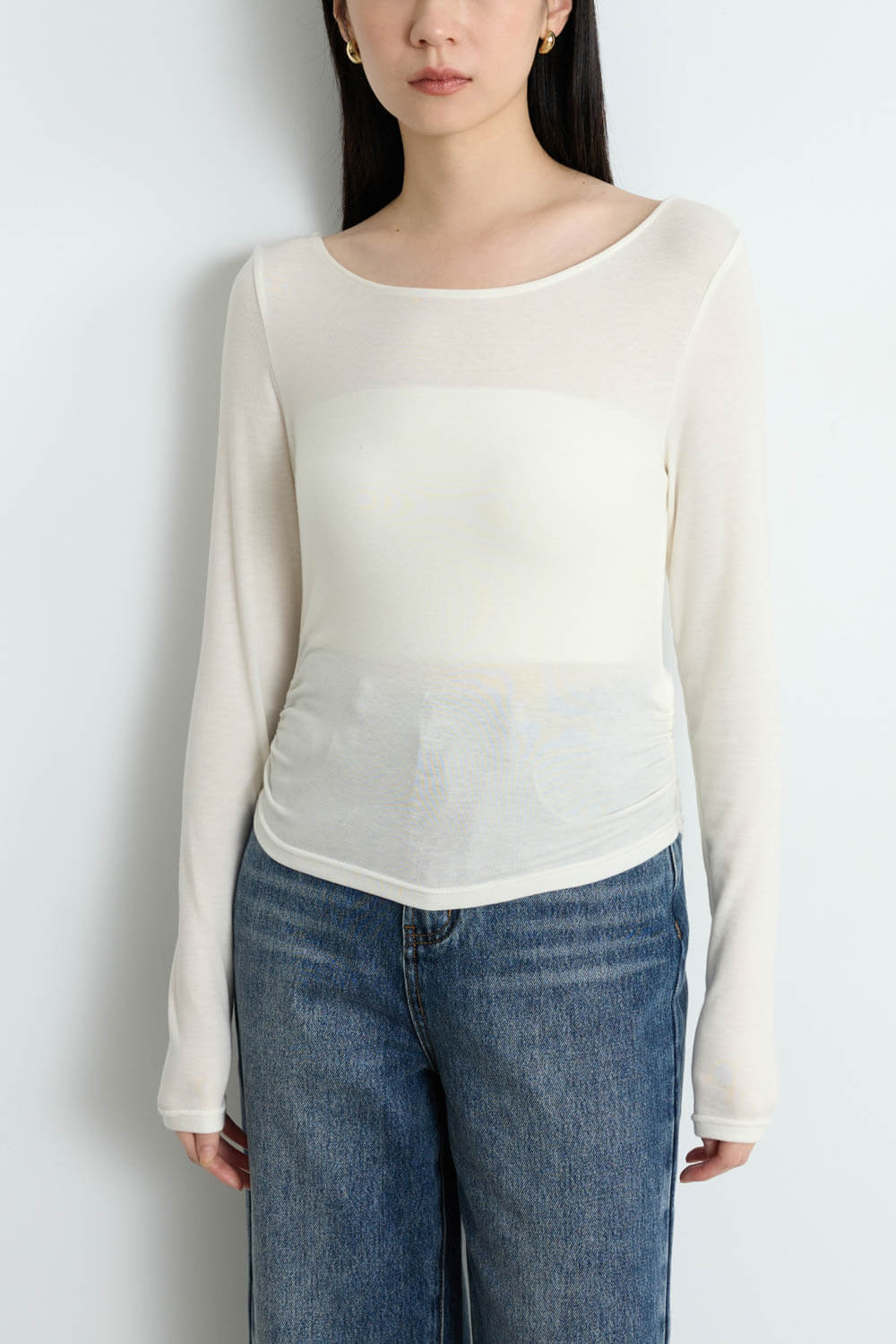 船型領微透上衣