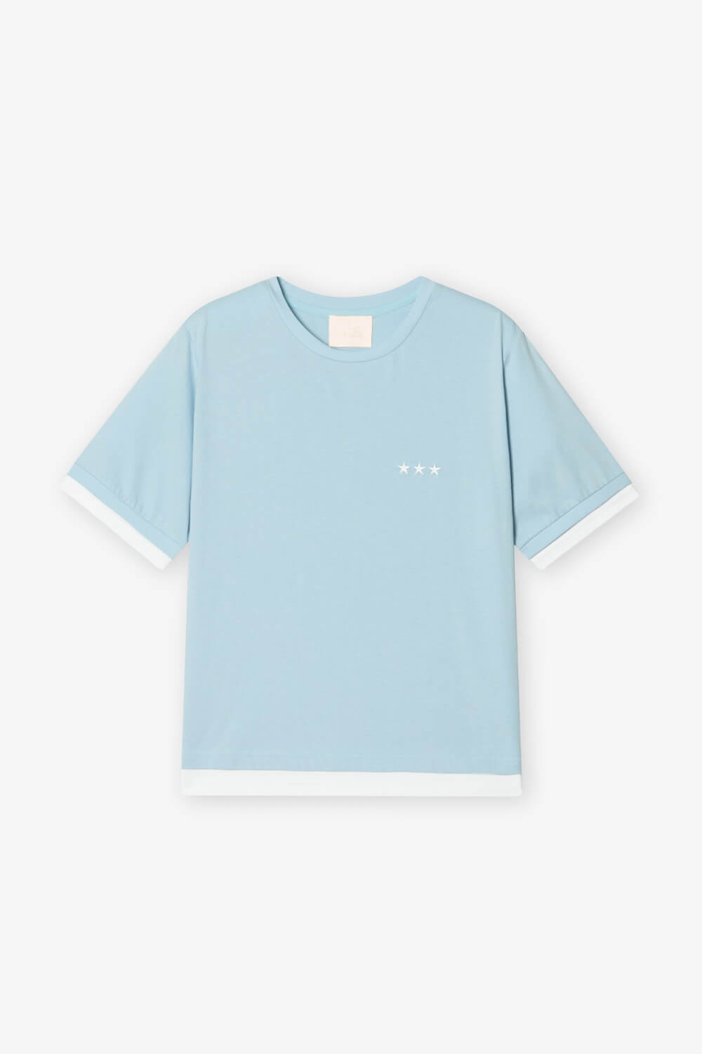 圓領假兩件繡花T恤