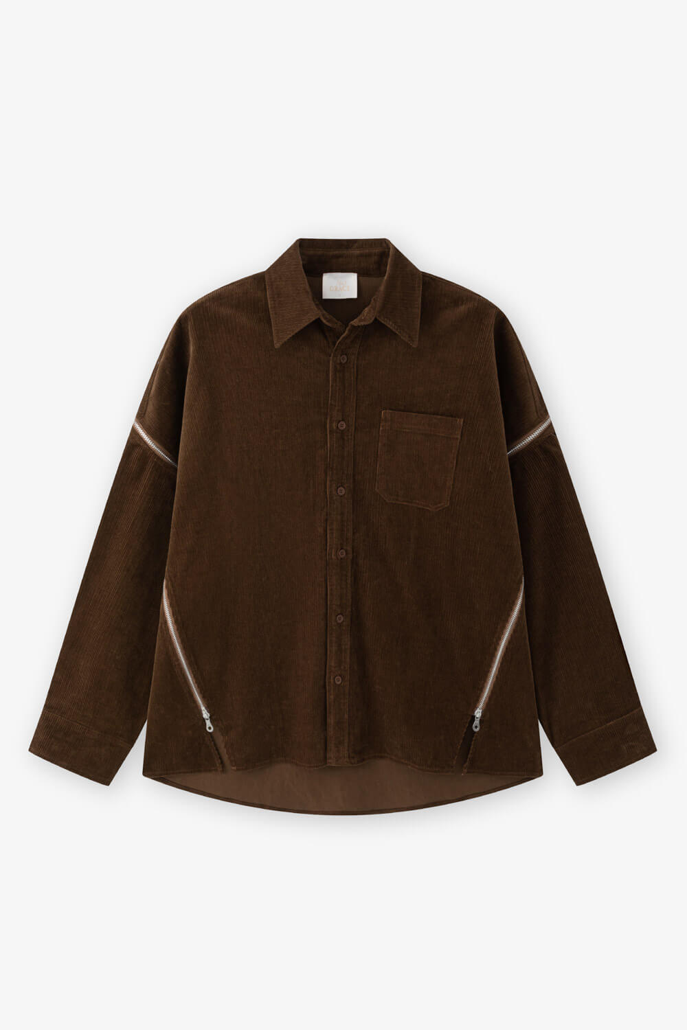 造型拉鍊燈芯絨襯衫