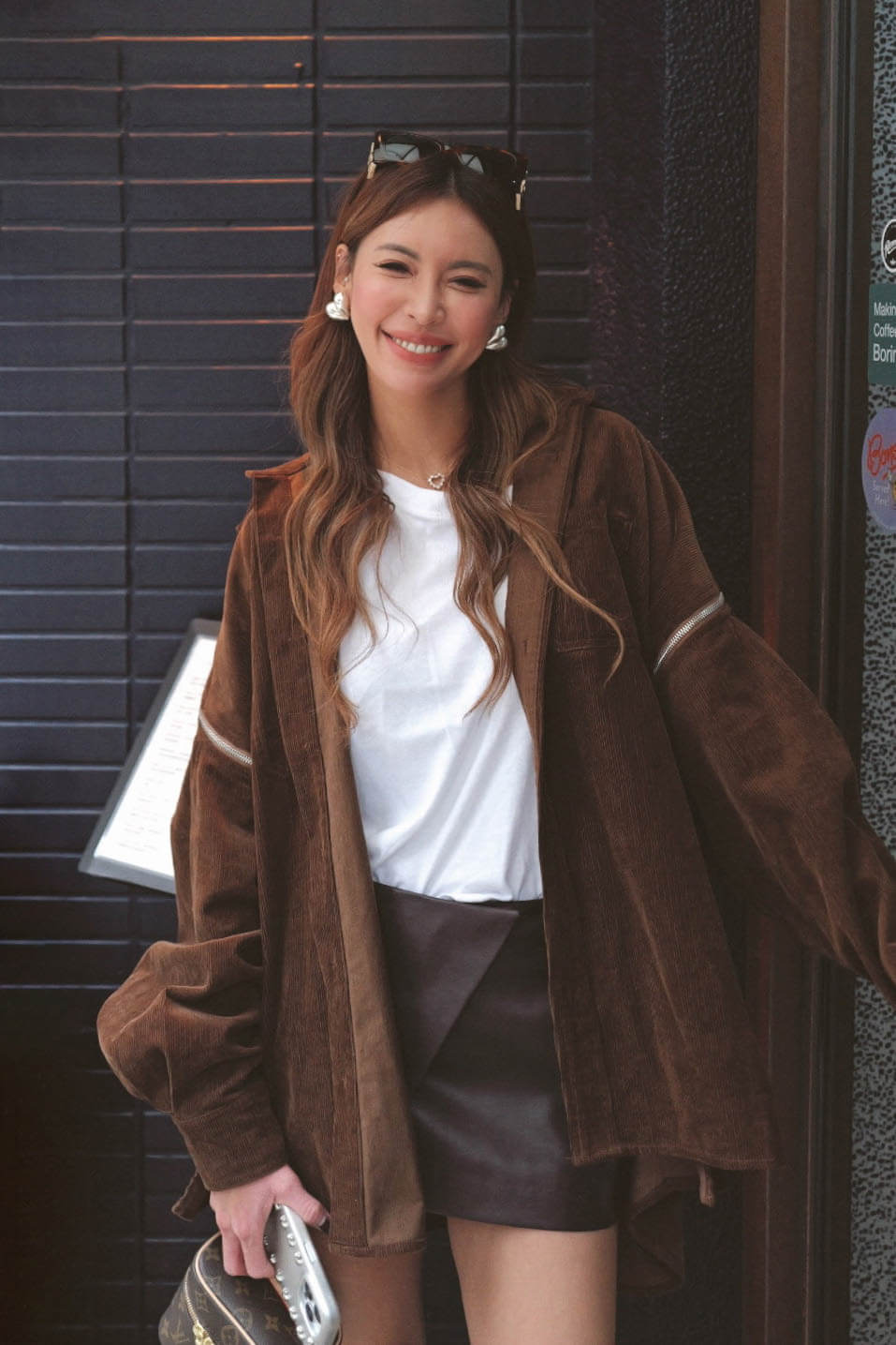 造型拉鍊燈芯絨襯衫