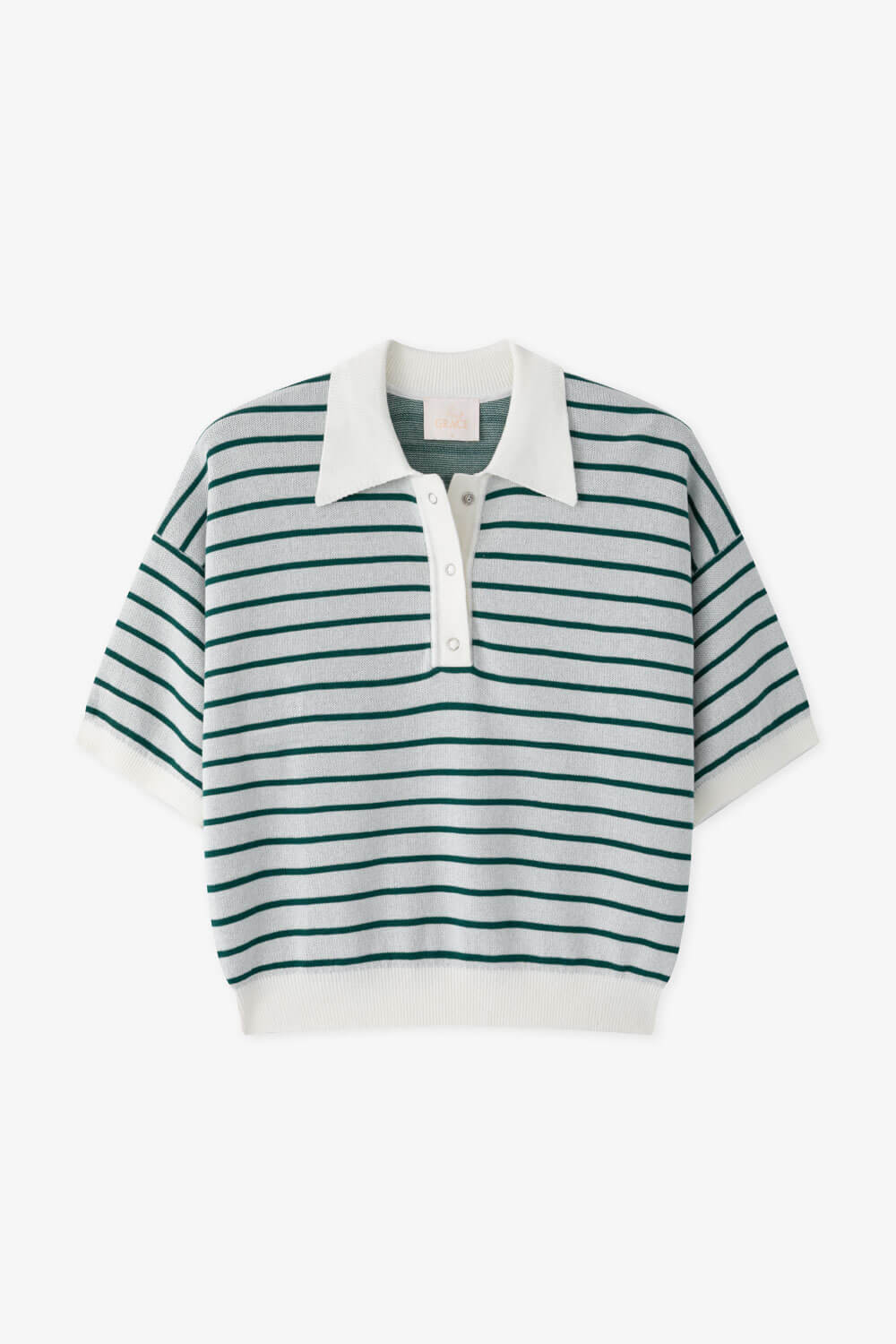 條紋半開襟針織衫