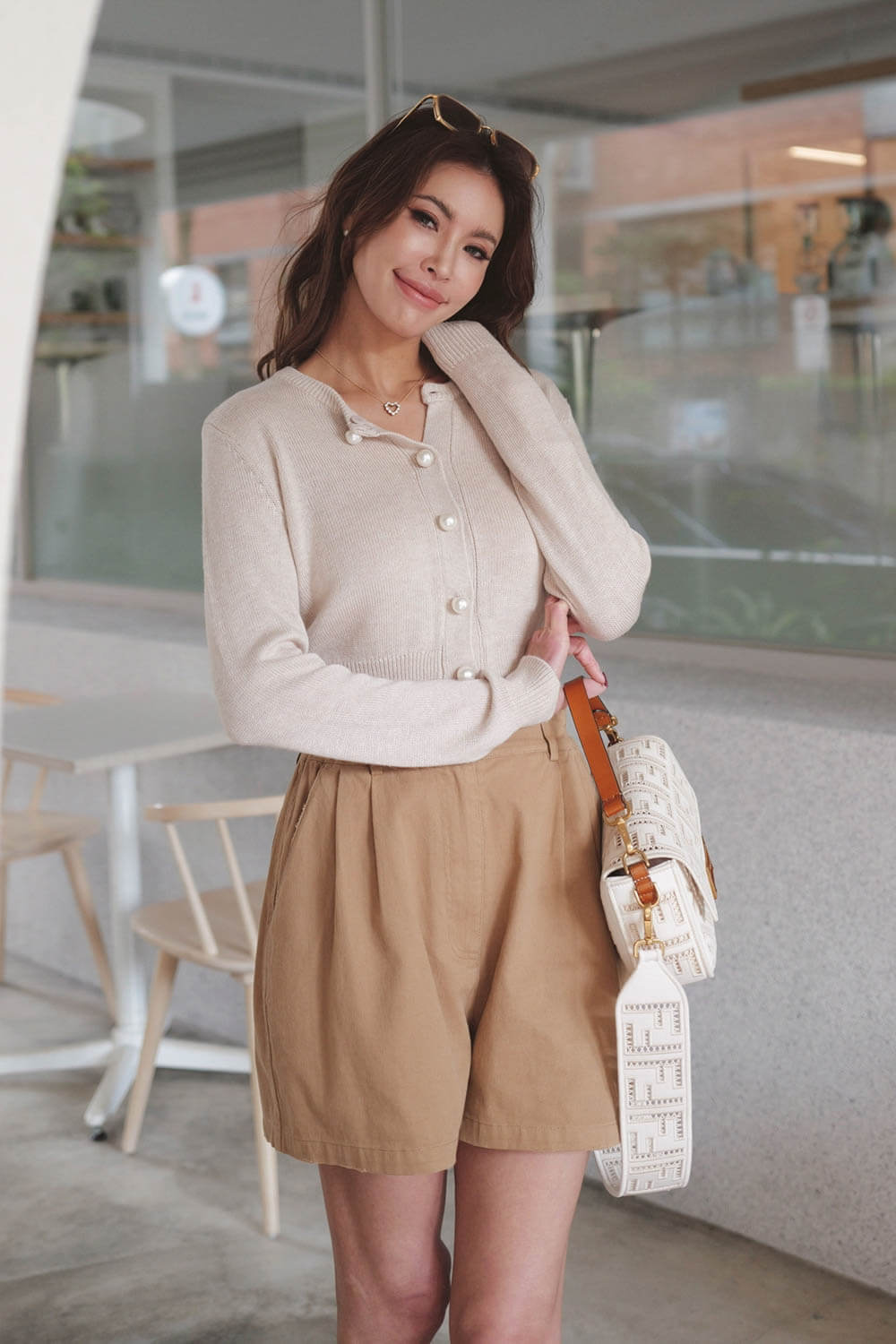 圓領寬鬆針織外套