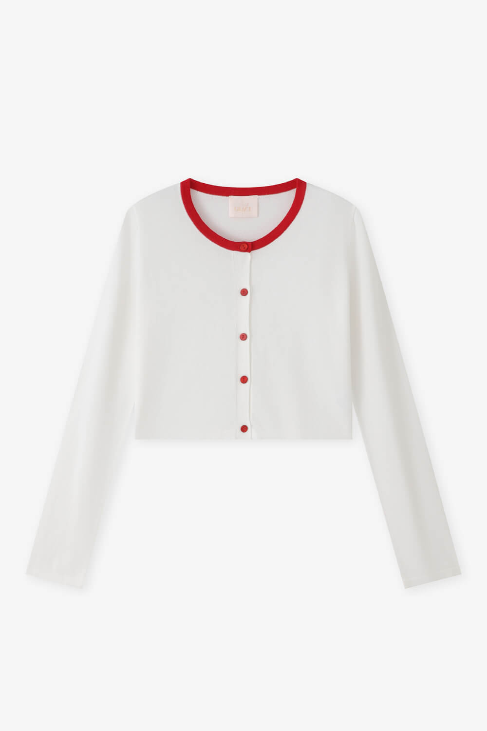 圓領配色針織外套