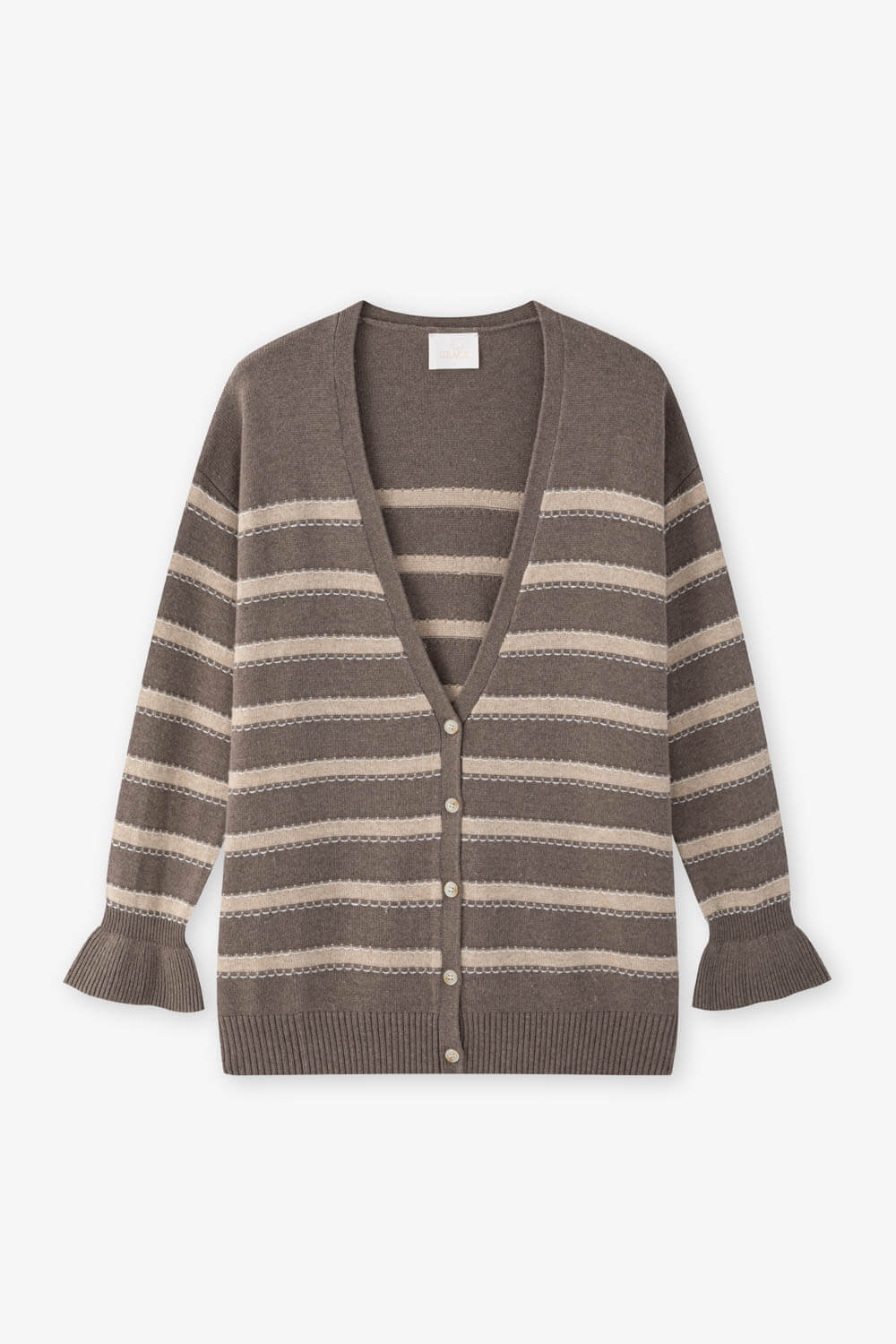 立體條紋針織開襟衫