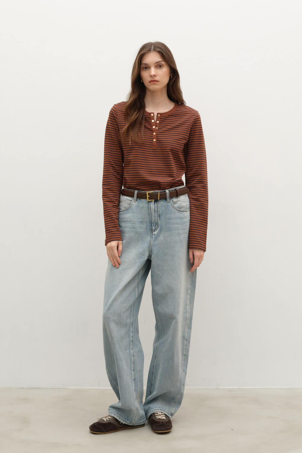 繭型刷色牛仔長褲 繭型刷色牛仔長褲