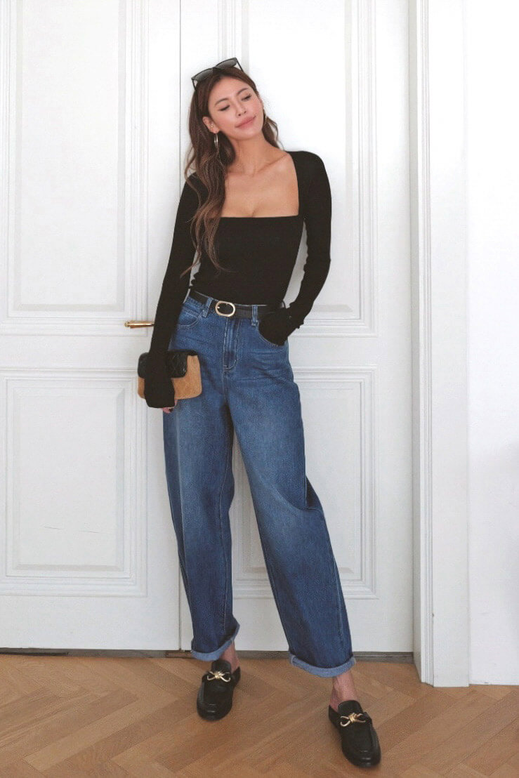 寬鬆繭型牛仔褲